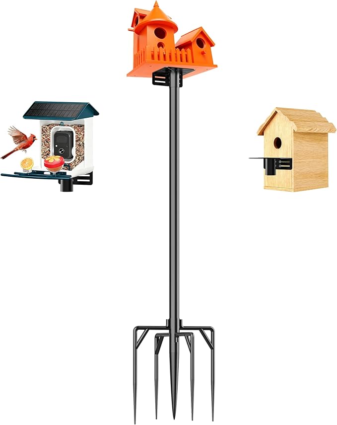 Uoveya Bird House Pole Stand 79", Dia 1 Inch Smart Bird Feeder Pole, Feeding Station for Outdoors Heavy Duty, Compatible Post Mount