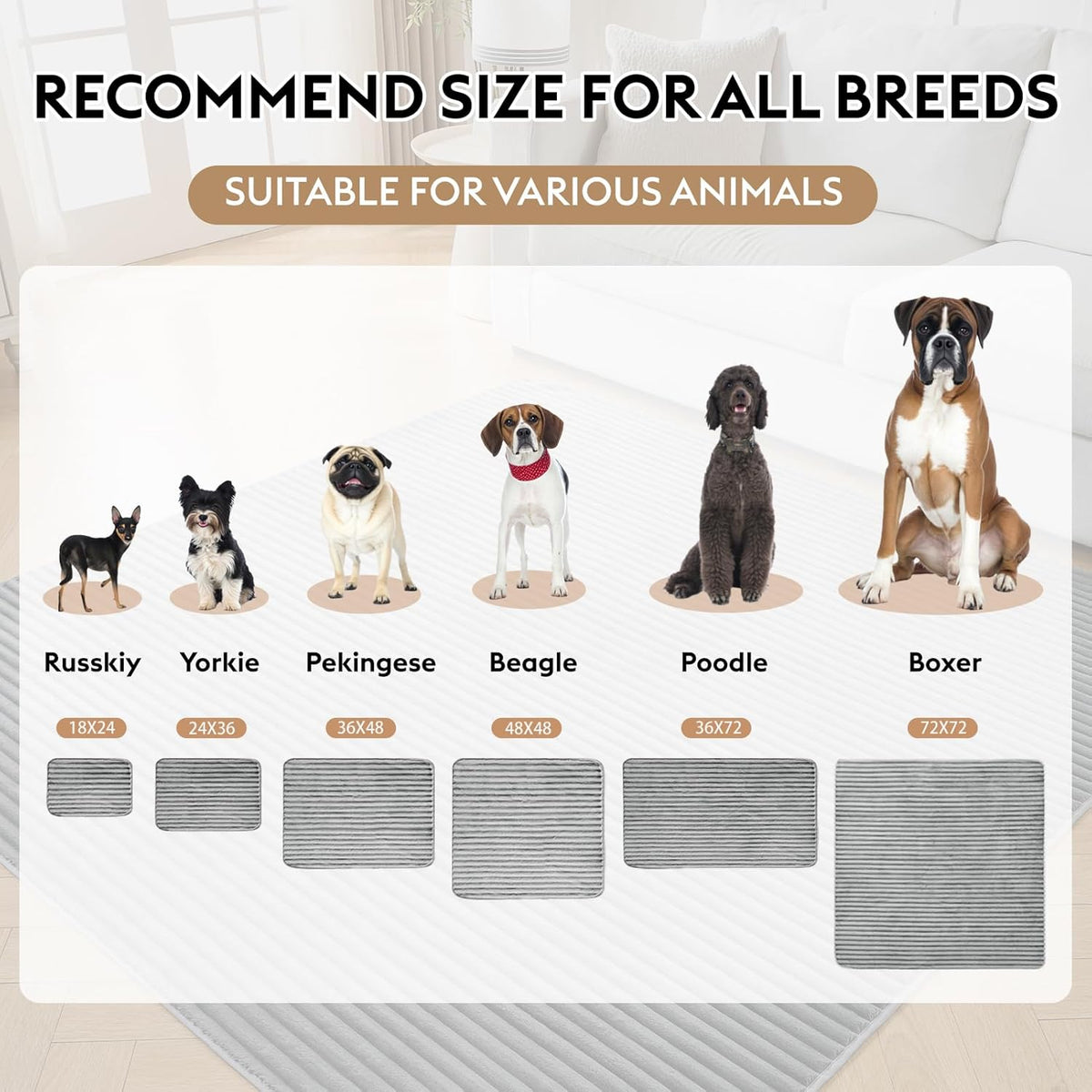 Flannel Washable Pee Pad for Dogs - 2 Pack Reusable Dog Pee Pads,Puppy Pads, Fast Absorb Pet Playpen Mat with Non-Slip Back, Waterproof Puppy Training Pad. (Light Grey, 24" X 36")