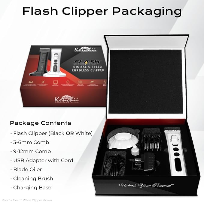Kenchii Flash Dog Clippers for Grooming 4-in-1 Digital Cordless Cat & Dog Grooming Clipper for Pet Care, Precision Pet Grooming Trim, Shape, and Style Effortlessly, White