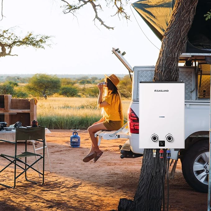 GASLAND Goshower 2.64GPM Outdoor Propane Tankless Water Heater 10L, Compact Portable Hot Water heater with Pump & Pipe Strainer for Off Grid, Portable Camping Water Heater, 68,000 BTU, G10 Pro