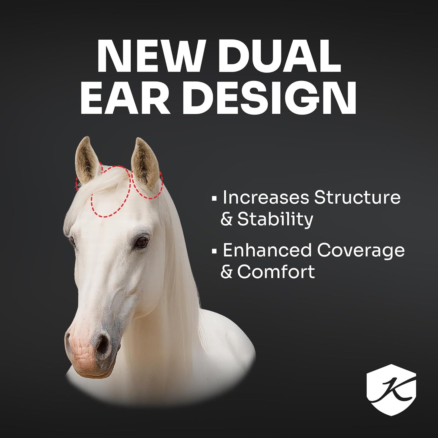 Kensington 90% UV Fly Mask Halter CatchMask UViator - Without Ears & Forelock Freedom Web Trim *Roomy Fit*- Large, Imperial Jade