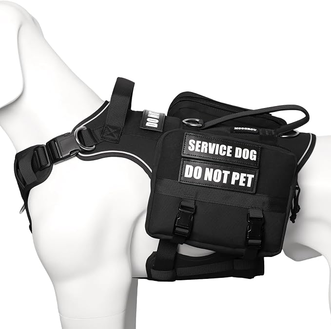 Service Dog Vest with Removable Backpack for Large Dogs Black XL | No Pull Adjustable Dog Harness with Pockets,Soft Padded Handles&Molle for Patches,Heavy Duty for Training Hiking Hunting