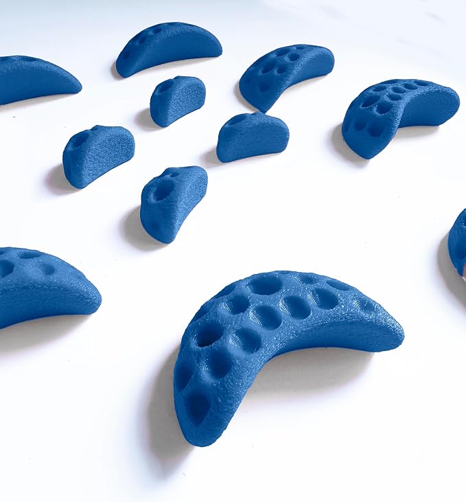 Moon Rock Climbing Holds Kids Swing Set Easy to Grab Rock Climbing Holds for Swing Sets and Home Climbing Walls. Positive in Cut Jugs. (Blue)