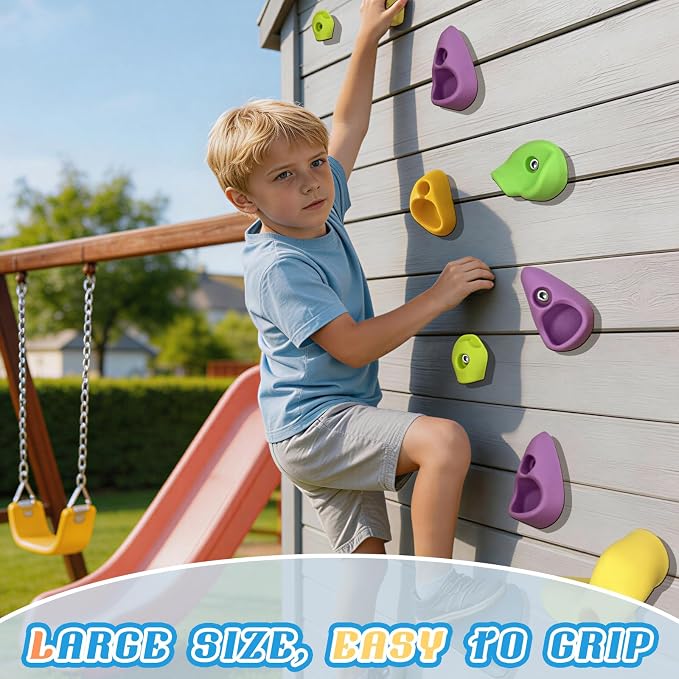 50 PCS Rock Climbing Wall for Kids,Rock Wall Climbing Holds,Adults Climbing Wall Grip Kits Holds Up to 230 lbs for Outdoor Indoor Home Playground Climbing Holds（Pastel Color）