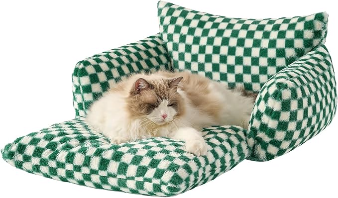 Hollypet Cat Bed Small Dog Orthopedic Couch Beds for Pets up to 20 lbs | Fluffy Multifunctional Double-Layer Warming Kitten Pet Couch Orthopedic Beds with Machine Washable Cover and Non-Slip Bottom