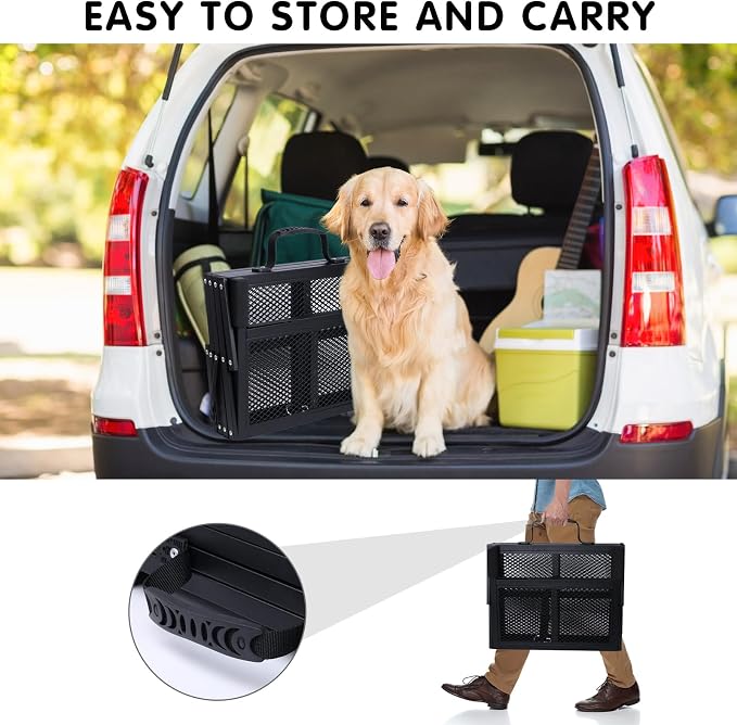 DGSL Folding Dog Stairs for Car, Mesh 16.9" Wide 4-Step Non-Slip Pet Steps | Portable Pet Stairs for Vehicle Access, Large Dogs, SUVs, Trucks and Home use
