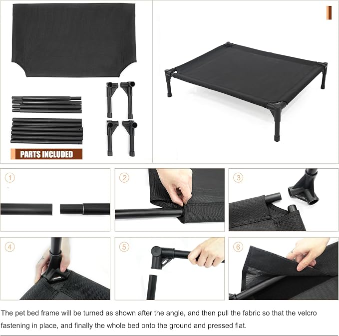 Garnpet XL Elevated Dog Bed for Large Dogs, Extra Raised Dog Cot Beds, Heavy Duty Pet Cots with Durable Supportive Teslin Recyclable Mesh, Indoor & Outdoor Pet Bed