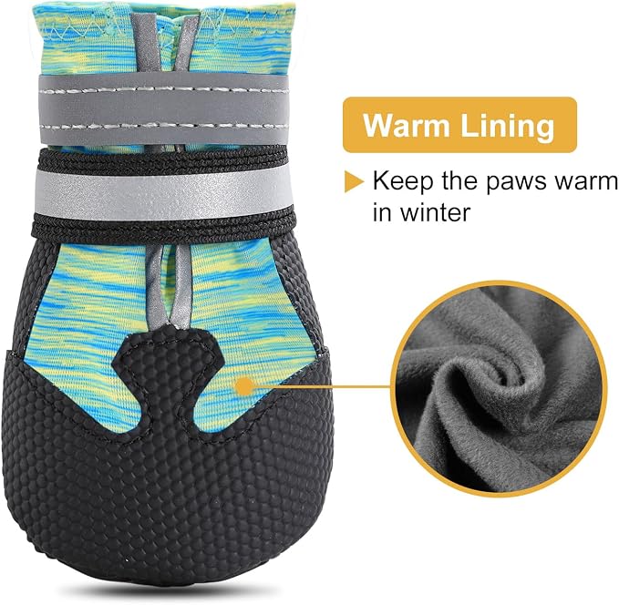 Dimicoo Water-Resistant Dog Boots for Medium Large Dogs,Non-Slip Dog Shoes for Winter Snow,Lightweight Paw Protector for Cold Pavement,Soft Dog Booties for Outdoor Walking Indoor Hardfloors