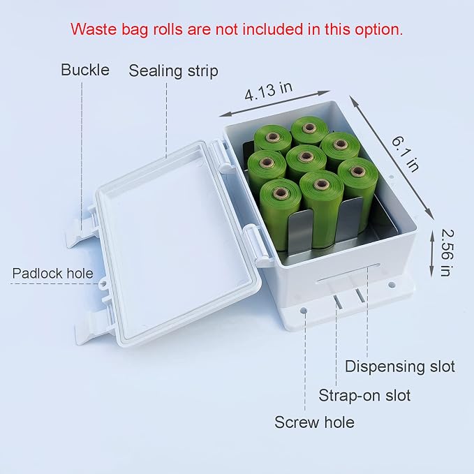 Dog Poop Bag Dispenser Wall Mounted Waterproof Outdoor Pet Waste Bags Dispenser Station Stake, Pole, Fence Mounted fits Home, Porch, Back Yard (white,only dispenser)