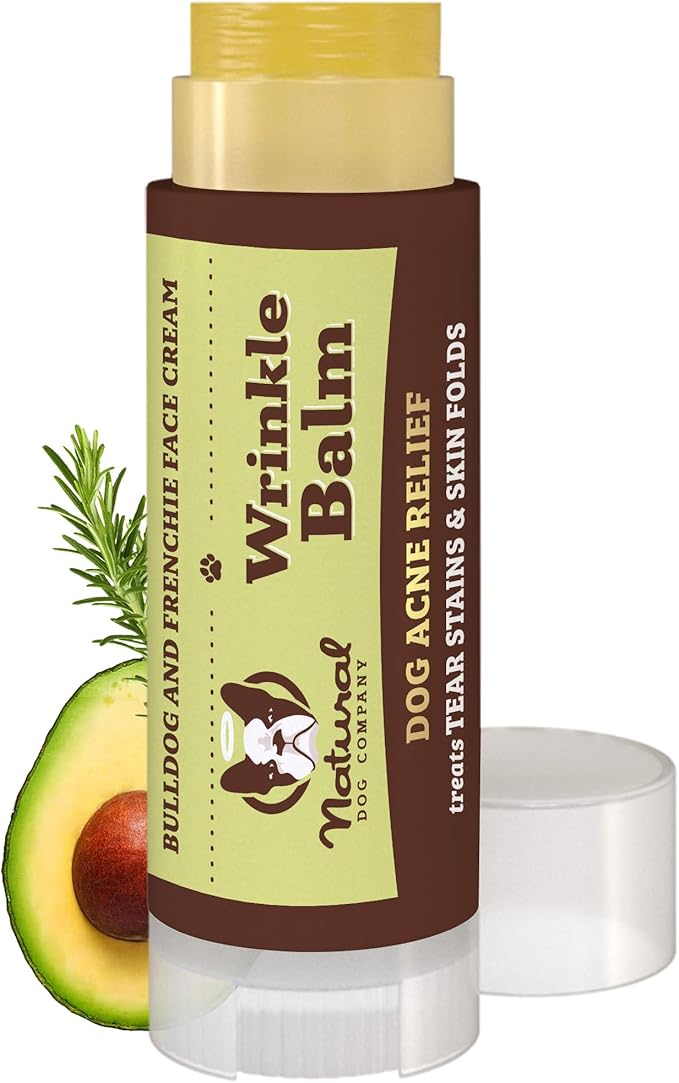 Natural Dog Company Wrinkle Balm for Dogs – Dog Wrinkle Balm for Skin Folds, Facial Creases & Wrinkles, Lick-Safe Wrinkle Cream for Bulldogs, Pugs & Bully Breeds, Daily Skin Care, 0.15 oz Stick