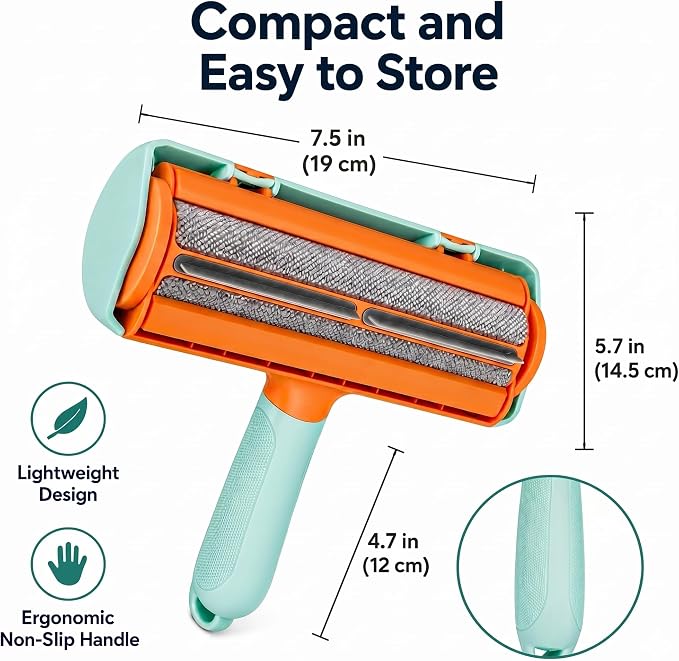 Pet Hair Remover for Couch & Furniture, Reusable Lint Roller for Dog & Cat Hair, Self Cleaning Fur Remover, Carpet & Car Hair Remover Tool