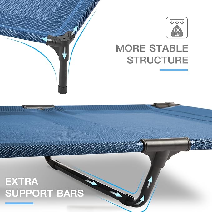 Elevated Dog Bed Waterproof Outdoor, Portable Raised Dog Bed, Dog Beds Off the Floor, Dogs Bed Easy Clean Indoor or Outdoor Use, Medium, Blue