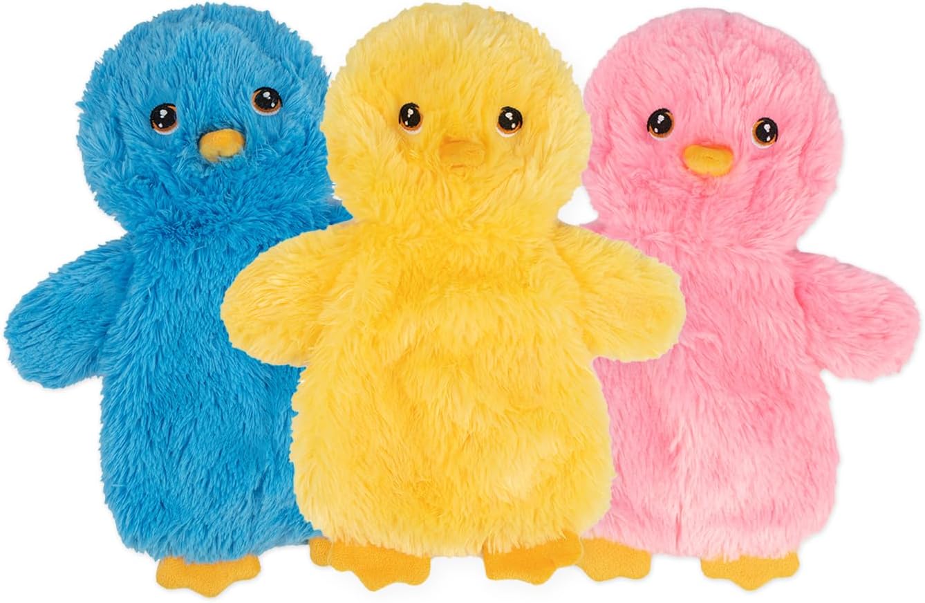 Best Pet Supplies Interactive Squeaky Dog Chew Toy, Ideal Dog Toys for Chewers, Small, Medium & Large Dogs, and Fetch Lovers - Crinkle Chicken (Yellow, Pink, Blue), Large