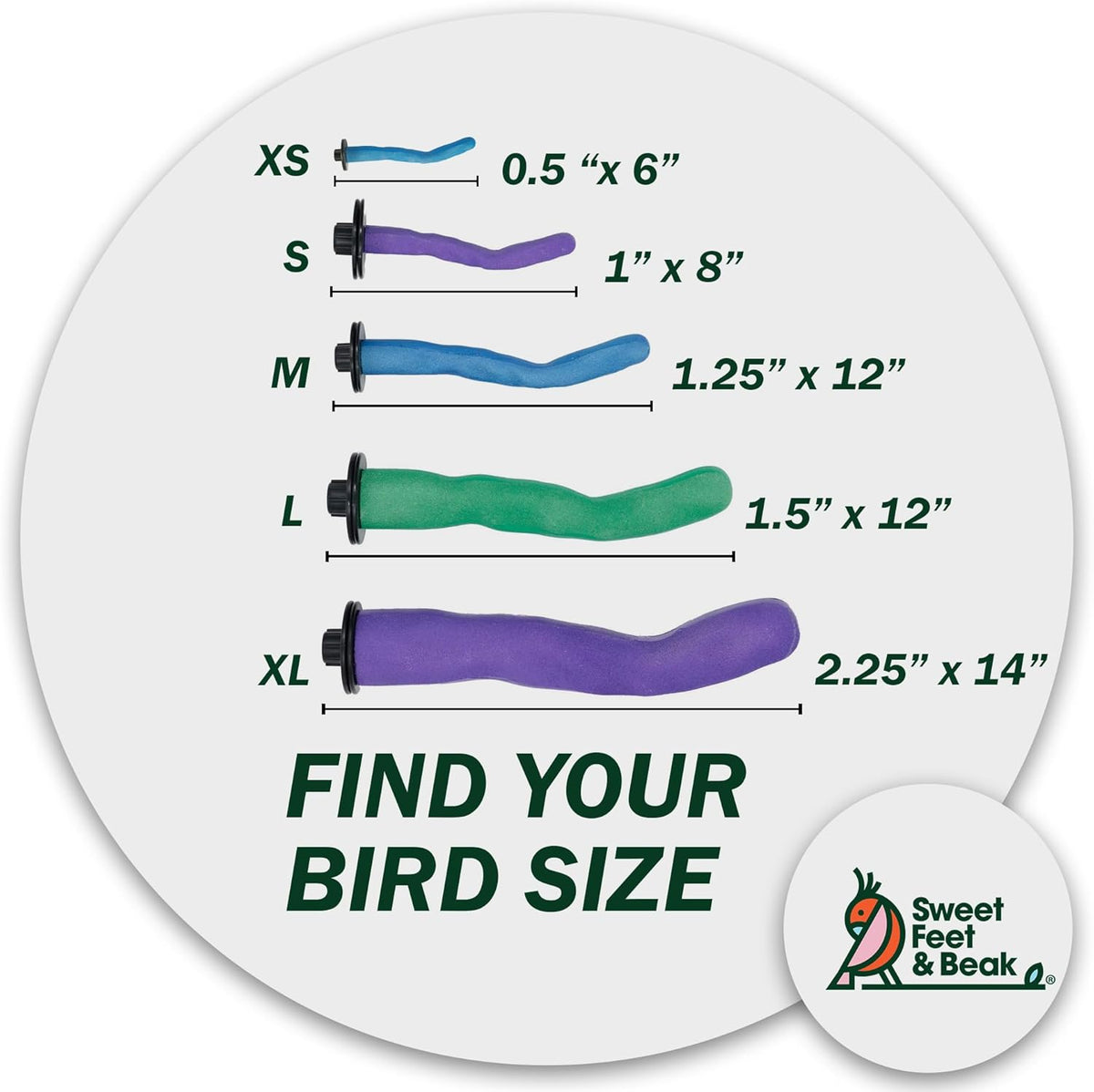 Brid Cage Safety Pumice Perch - Trims Nails and Beak - Promotes Healthy Nails and Beaks - Safe Non-Toxic Bird Supplies for Bird Cages - Large 12"