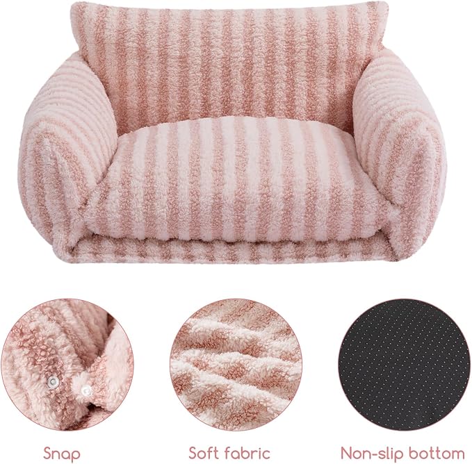 Hollypet Cat Bed Small Dog Orthopedic Couch Beds for Pets up to 20 lbs | Fluffy Multifunctional Double-Layer Warming Kitten Pet Couch Orthopedic Beds with Machine Washable Cover and Non-Slip Bottom