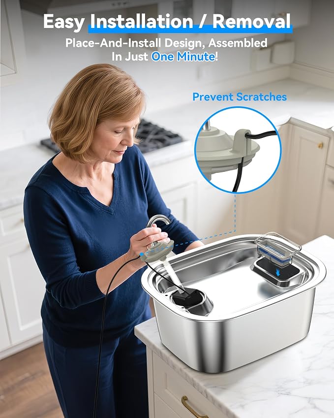 3Gal/11L Dog Water Fountain, Stainless Steel Large Automatic Pet Water Dispenser, Ultra-Quiet Leak-Proof Drinking Bowl for Big Dogs & Multiple Pets