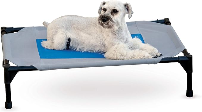 K&H Outdoor Elevated Dog Bed, Coolin' Pet Cot, Medium 32x25in, Gray/Blue