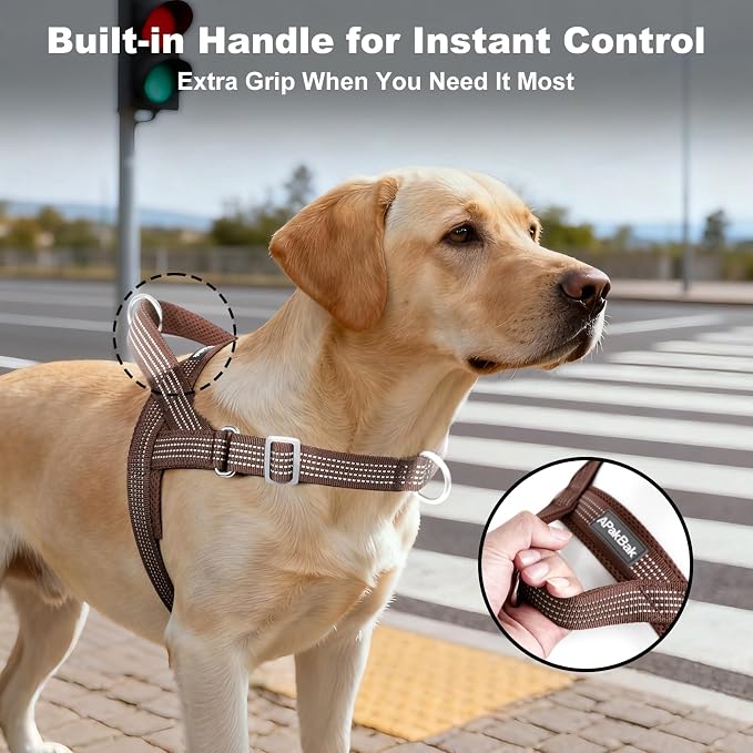 No Pull Dog Harness with Handle, Adjustable Soft Mesh Padded Vest | Reflective Walking Harness with Front Clip for Small Medium Large Dogs, Quick Fit No Escape for Training, Chocolate, XS