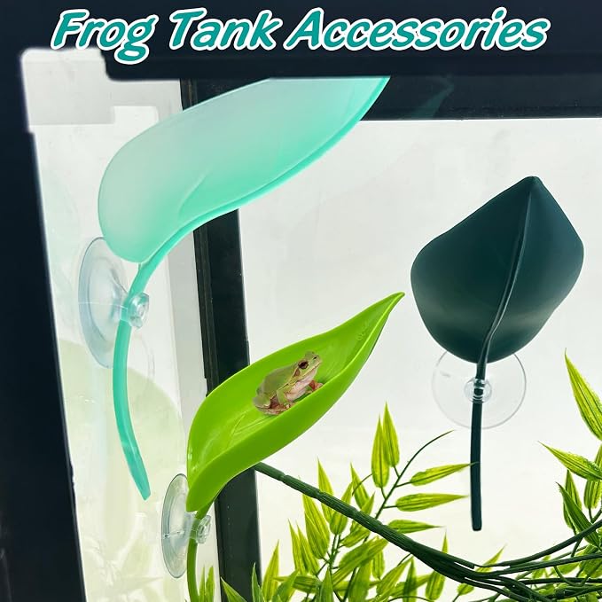 6 Pack Plastic Frog Habitat Platform with Suction Cups Reptile Decorations for Terrarium Dwarf Frogs Tank Accessories Decor Turtle Basking Platforms for Amphibian