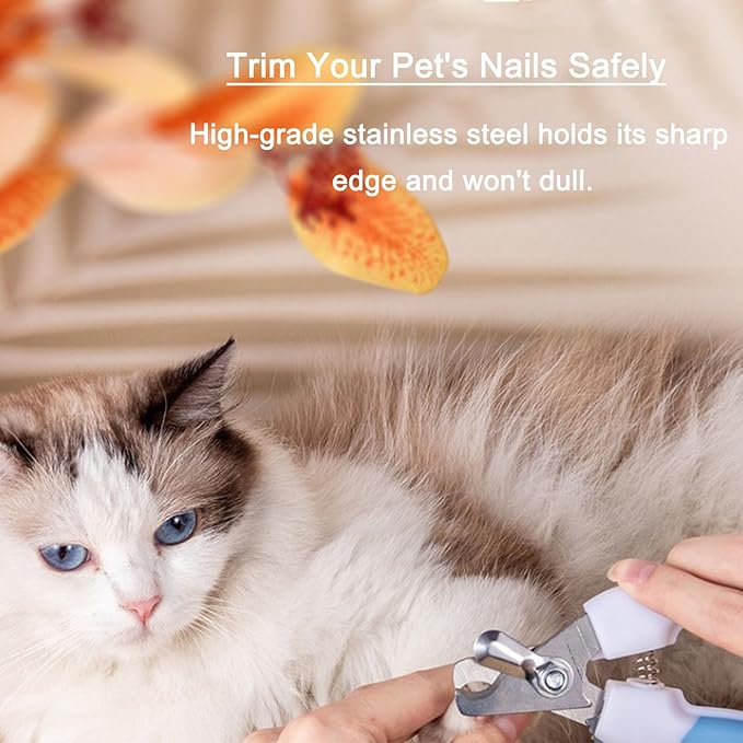 Dog & Cat Nail Clippers and Trimmers-with Safety Guard to Avoid Overcutting, Free Nail File, Razor Sharp Blade-Professional Grooming Tool for Pets