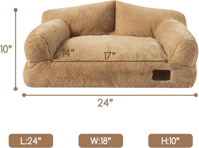 Hollypet Small Dog Large Cat Bed Puppy Couch Beds for Pets up to 25 lbs | Fluffy Dog Cat Couch Plush Soft Warming Pets Beds with Machine Washable Cover and Non-Slip Bottom