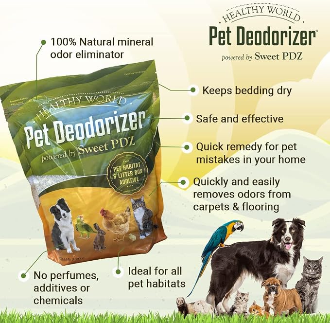 Sweet PDZ - Healthy World Pet Deodorizer - Pet Habitat & Litter Box Additive - 3.5 lbs