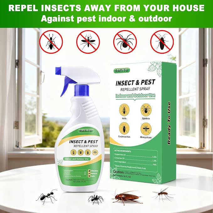 Peppermint Oil Insect and Pest Repellent Spray, 16 OZ Insect Repellent Spray for Ants, Spiders, Cockroaches, Mosquitoes, Indoor & Outdoor Bug Repellent for Insects, Pet & Human Safe Natural Formula