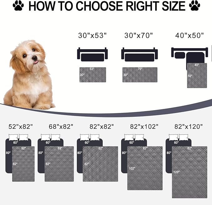 Smiry Waterproof Dog Blanket, 68x82 Inch Soft Pet Bed Cover Reversible, Washable Sofa Couch Furniture Protector for Small Medium Large Dog Puppy Cat, Geometric, Grey/Dark Grey