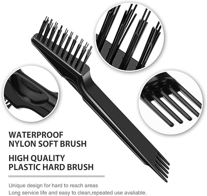 Boao 4 Pcs Hair Brush Cleaning Tool Set Mini Hair Cleaning Brush Tool Wooden Handle Mini Rakes for Removing Dust Home Salon Use(Black)