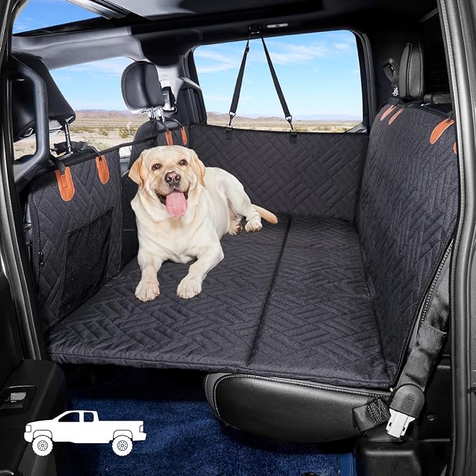 YJGF Hard Bottom Dog Car Seat Cover for Full-Size Trucks,Back Seat Extender | Strong Support,More Rest Space,Waterproof, Scratch Resistant,Car Seat Protector,Dog Hammock for Full-Size Truck