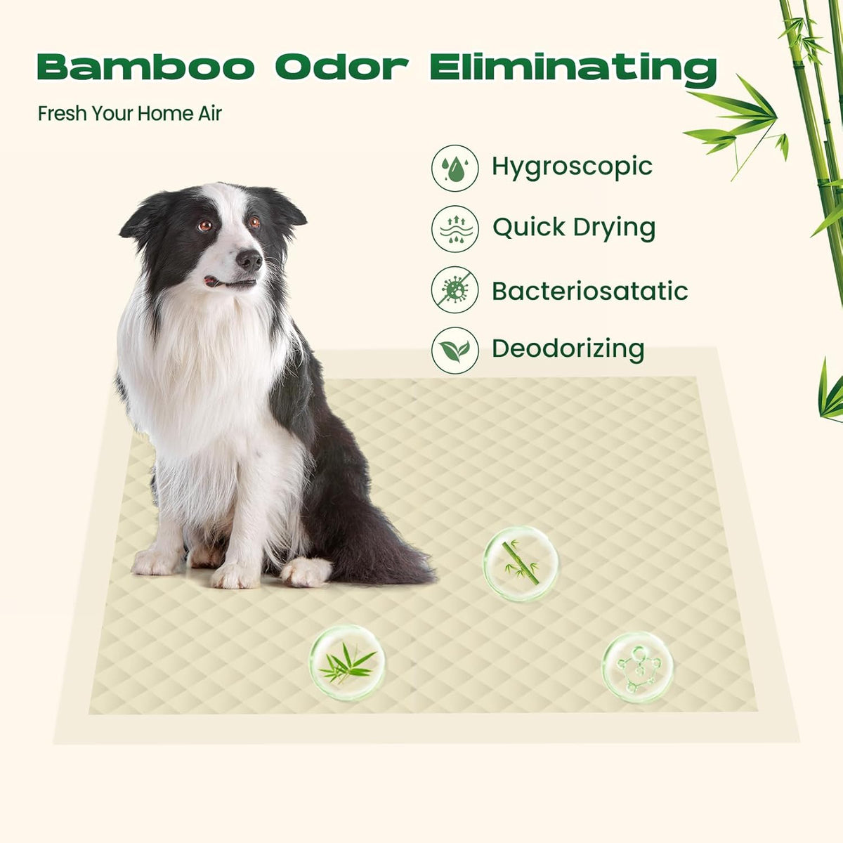 Puppy Pads 30 Count Small 22x22in Bamboo Training Pads Deodorizing Leakproof Quick Drying Dog Pee Pads Super Absorbent Disposable Pee Pads for Dogs Puppies, Doggie, Cats, Rabbits
