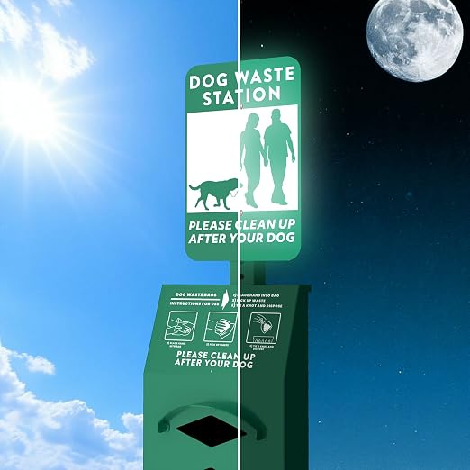 POCHAR Aluminum Outdoor Dog Bag Dispenser with Pick Up Sign for Pet Waste | Rust-Proof Wall-Mounted Poop Bag Dispenser for Dog Waste, Includes Lock & Mounting Hardware