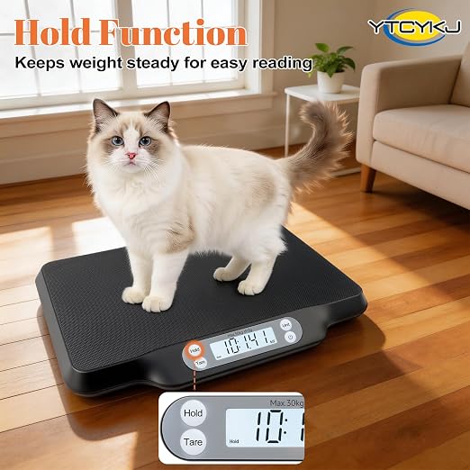 Digital Pet Scale for Accurate Weighing & Baby Scale Kitten Scale | High-Precision Puppy Scales, Dog Cat Scale | 30kg/66lb Capacity, 2g Accuracy, Non-Slip Mat, Tare & Hold Function