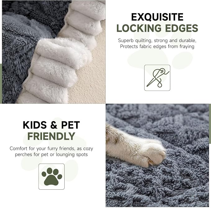 OTOB Couch Cover for Dogs Washable Pet Friendly, Non Slip Plush Fuzzy Love Seat Couch Covers Sofa Slipcovers, Geometric Jacquard Soft Pet Cushion Mat Protector All Seasons, (Dark Gray, 27.6" x 59.1")