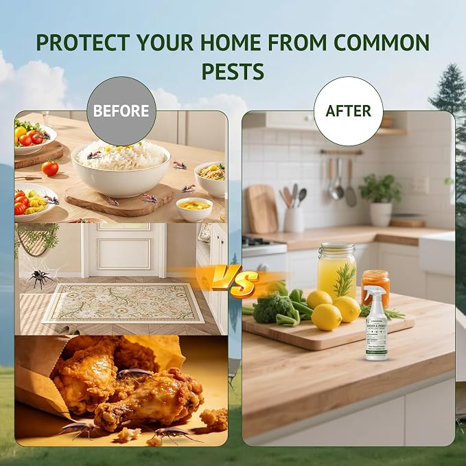 Spider Repellent Indoor & Outdoor, 13.5 OZ Lemongrass Oil Spider & Insect Repellent Spray, Plant-Based Bug Control for Spiders, Ants, Roaches and Other Common Household Pests, Kids and Pets Safe