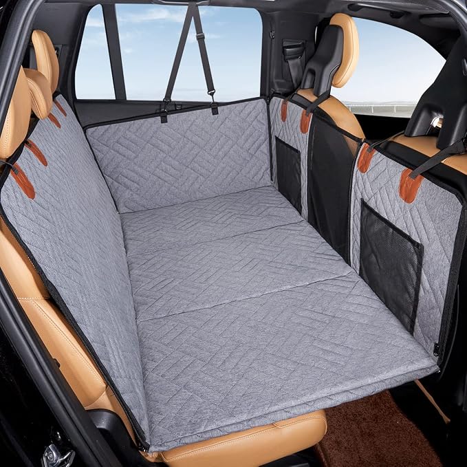 YJGF Hard Bottom Dog Car Seat Cover for Back Seat,Seat Extender for Dogs | Strong Support,More Rest Space,Waterproof, Scratch Resistant,Car Seat Protector,Dog Hammock for Car/SUV/Small Truck