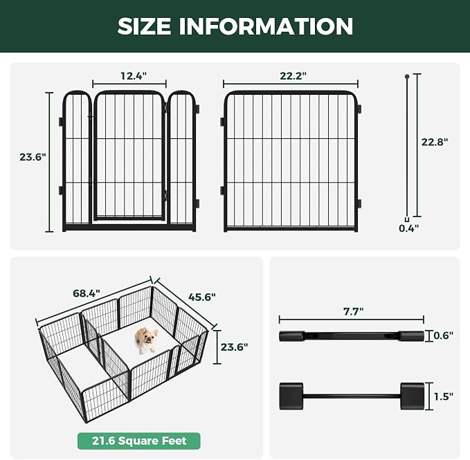 FXW Homeplus Indoor Dog Playpen with Divider Connectors, 24" H, 12 Panels | Calm Indoor Play Area, Two-Zone Layout, For Puppies & Small Dogs, Patented