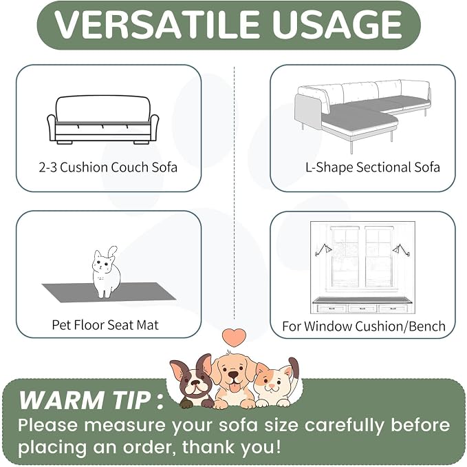 OTOB Couch Cover for Dogs Washable, Non Slip Funny Pet Couch Covers Sofa Slipcovers Cushion Mat, Plush Soft Cozy Pet Friendly Furniture Protector, All Seasons (Dark Gray, 23.6" x 47.2")