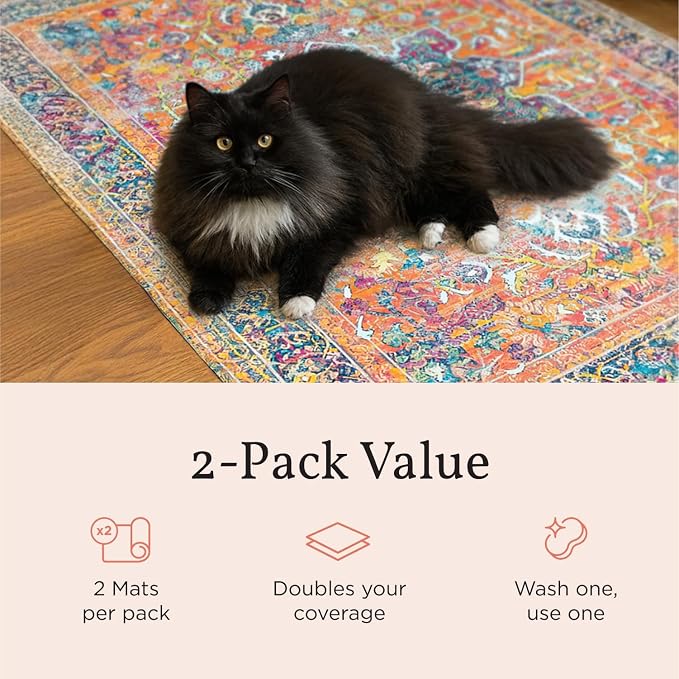 Lovewag Cat Litter Mat, Litter Box Mat, Sage Forest, 36x48, 2 Pack | Washable litter mat cover, kitty litter mat & cat mat for litter box, litter trapping mat, prevents tracking, multi-cat