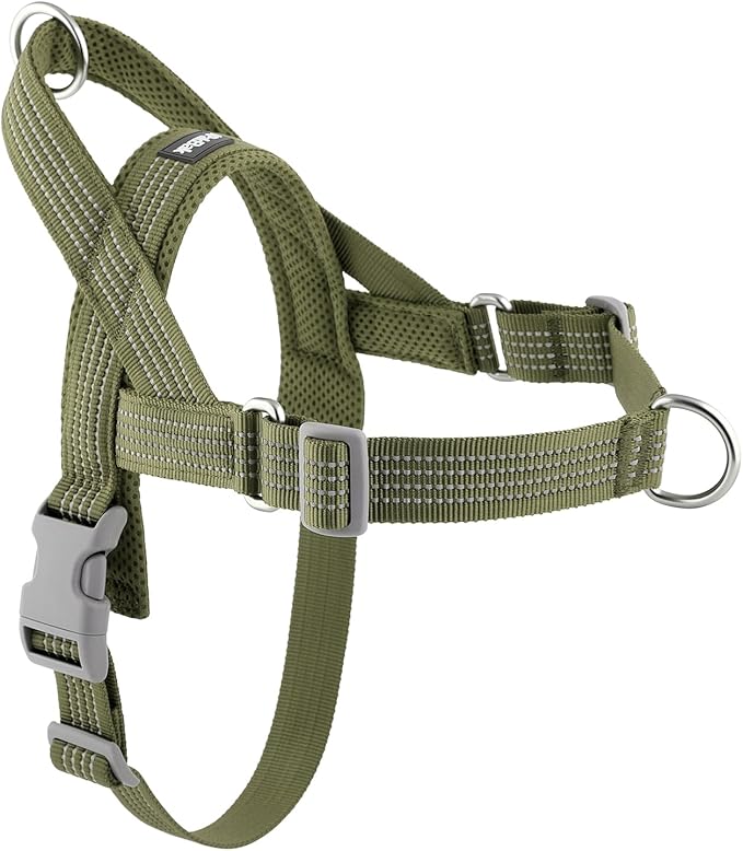 No Pull Dog Harness with Handle, Adjustable Soft Mesh Padded Vest | Reflective Walking Harness with Front Clip for Small Medium Large Dogs, Quick Fit No Escape for Training, Ranger Green, XS