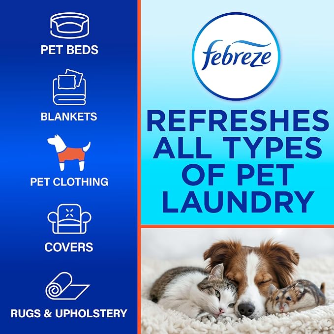 Febreze Laundry Detergent Additive for Pet Supplies,Maximum Strength In Wash Pet Odor Eliminator,Designed to Remove Tough Odors in Fabrics and Clothing-in a Wash,Fresh Scent,98 fl oz,(Pack of 2)