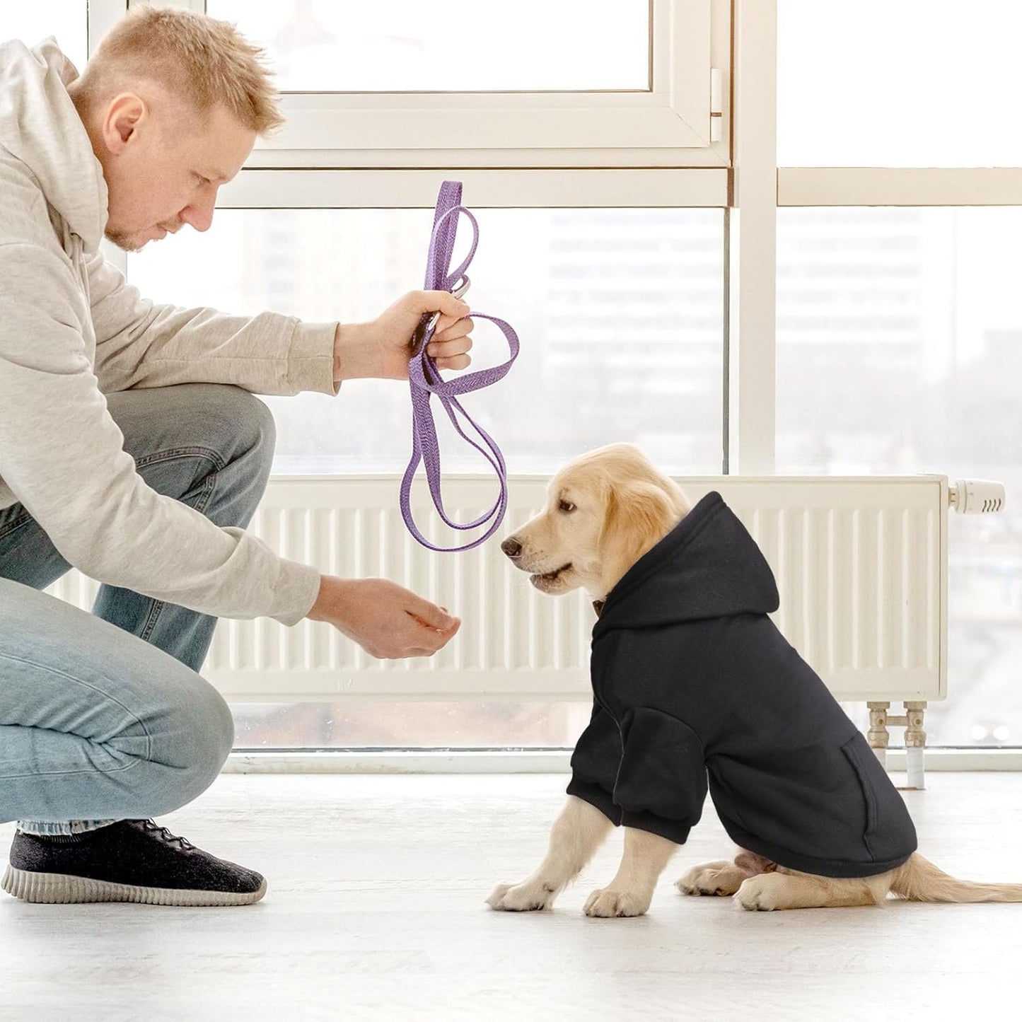 Dog Sweaters for Medium Dogs Dog Hoodie Fleece Dog Sweater Soft Dog Clothes Sweatshirt with Pocket Dog Hoodie for Medium Dogs(Black&M)
