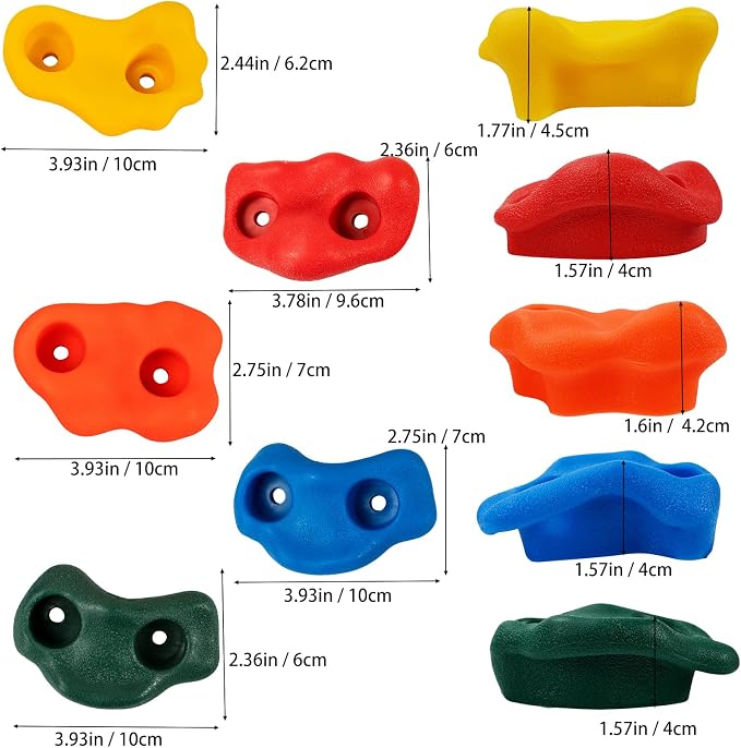 Cheardia 25 Pcs Rock Climbing Holds, Multi-Colored Rock Wall Holds Grips | Indoor & Outdoor Rock Wall Climbing Kit with Mounting Hardware and Knotted Rope for Adults Home Multi-Colored