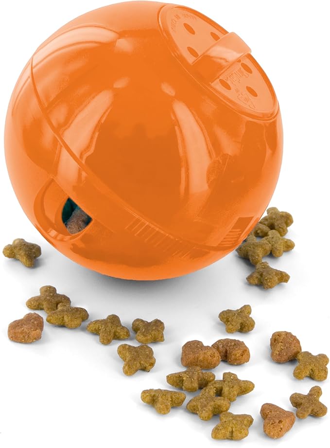 PetSafe Slimcat Feeder Ball Cat Toy, Orange | Interactive Puzzle Game for Your Cat, Adjustable Openings Control Portion & Feed Speed, Slows Fast Eaters, Improve Digestion