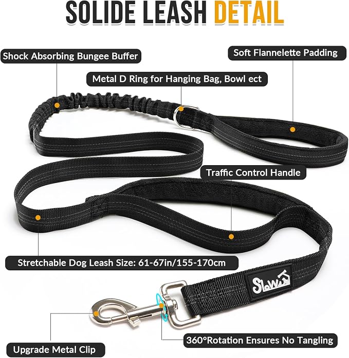 SlowTon No Pull Dog Harness with Front Clip - Heavy Duty, Soft Padded | Neck & Chest Adjustable, Tactical Pet Vest and Leash Set for Large Medium Sized Dogs, for Easy Walk & Training, Black S