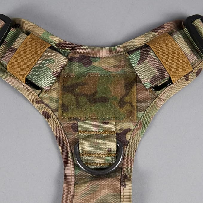 WOLFpak Tactical Dog Vest Harness No Pull Breathable MOLLE(Camo, X-Large) | Dual Grab Handles, 1000D Nylon, Four-Point Adjustment, MOLLE Attachment Panels, Three Storage Pockets, Metal Alloy Buckles