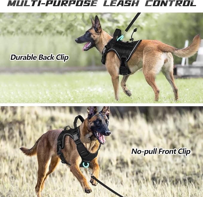 WINGOIN Black Tactical Dog Harness for Medium Size Dogs,No Pull Dog Harness | Heavy Duty with Handle,Adjustable Reflective,Military K9 Pet Vest,for Pitbull Female Male,for Walking Training Hiking Running