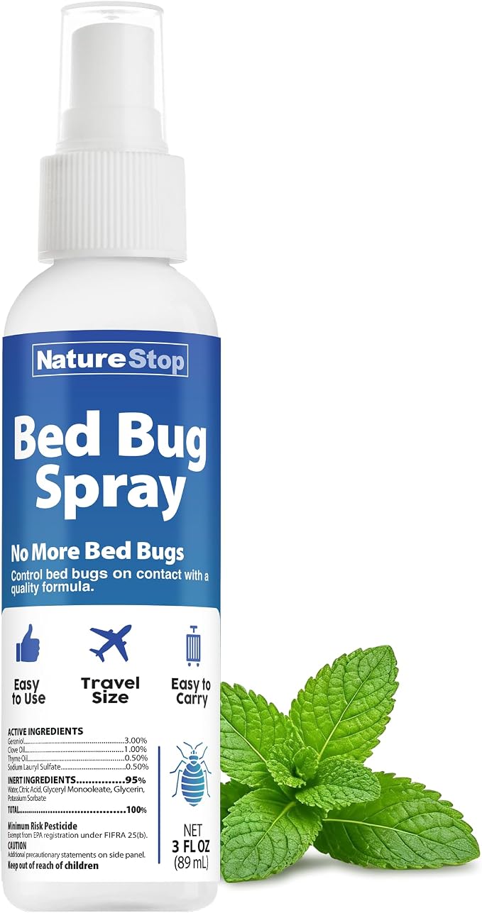 Bed Bug Spray Travel Size (3 oz) | Targets Bed Bugs & Eggs, Pet & Family Friendly, Plant-Based Active Ingredients, Travel Friendly Size, Stain-Free Formula