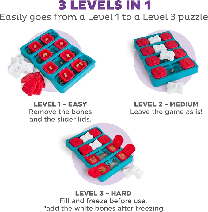 Outward Hound by Nina Ottosson Dog Brick – Interactive Treat Puzzle Enrichment Toy, Level 2 Intermediate (Pack of 12)