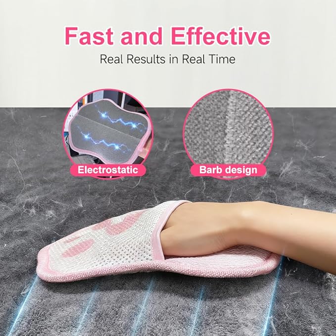 autohawj Pet Hair Removal Glove for Dogs & Cats - Electrostatic Grooming Mitt with Dual-Action Bristles | Reusable Washable Furniture Couch Car Lint Remover Tool